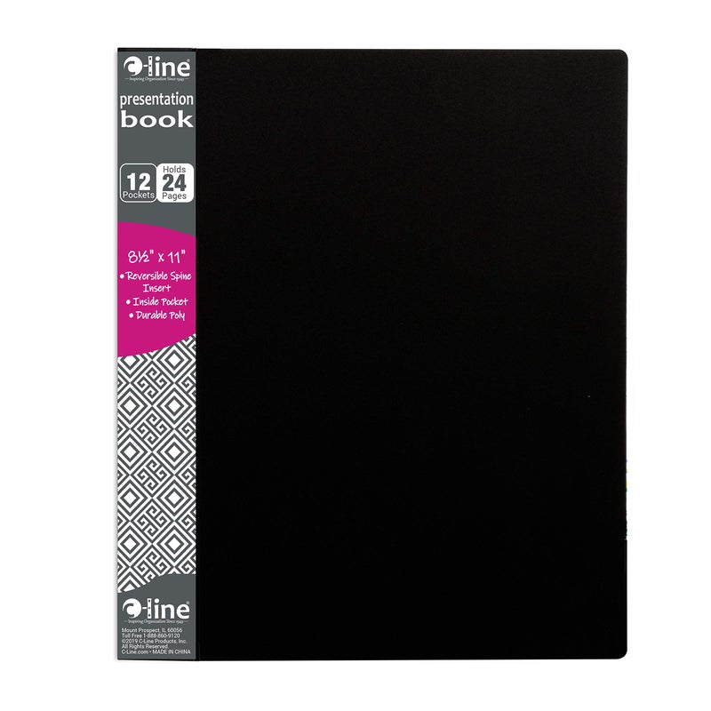 C-Line 24-Pocket Bound Sheet Protector Presentation Book, 48-Page Capacity, For 8.5 x 11-Inch Inserts, Black (33240) - Image 1